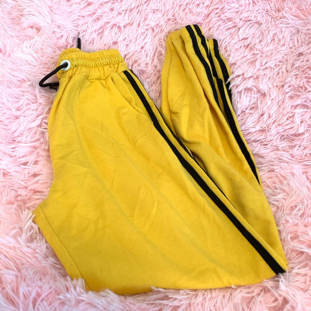 Yellow with black stripe joggers!